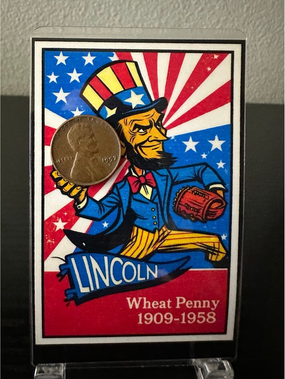 Real Wheat Penny Abraham Lincoln Custom Card Novelty Collectible Gift #4